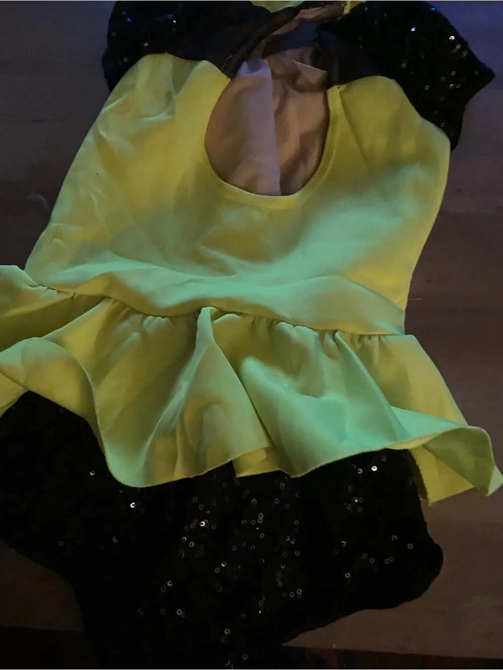 Kids Yellow and Black Sequin Dance Costume - medium child